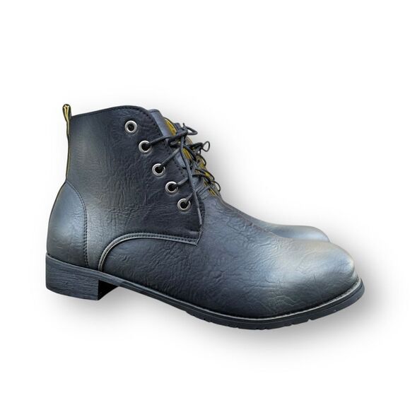 Retro British Chukka Boots Distressed Lace up Black Shoes Men's size 12 EU 45 - Picture 1 of 13